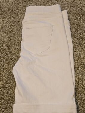White Roll-Cuff Bermuda Shorts